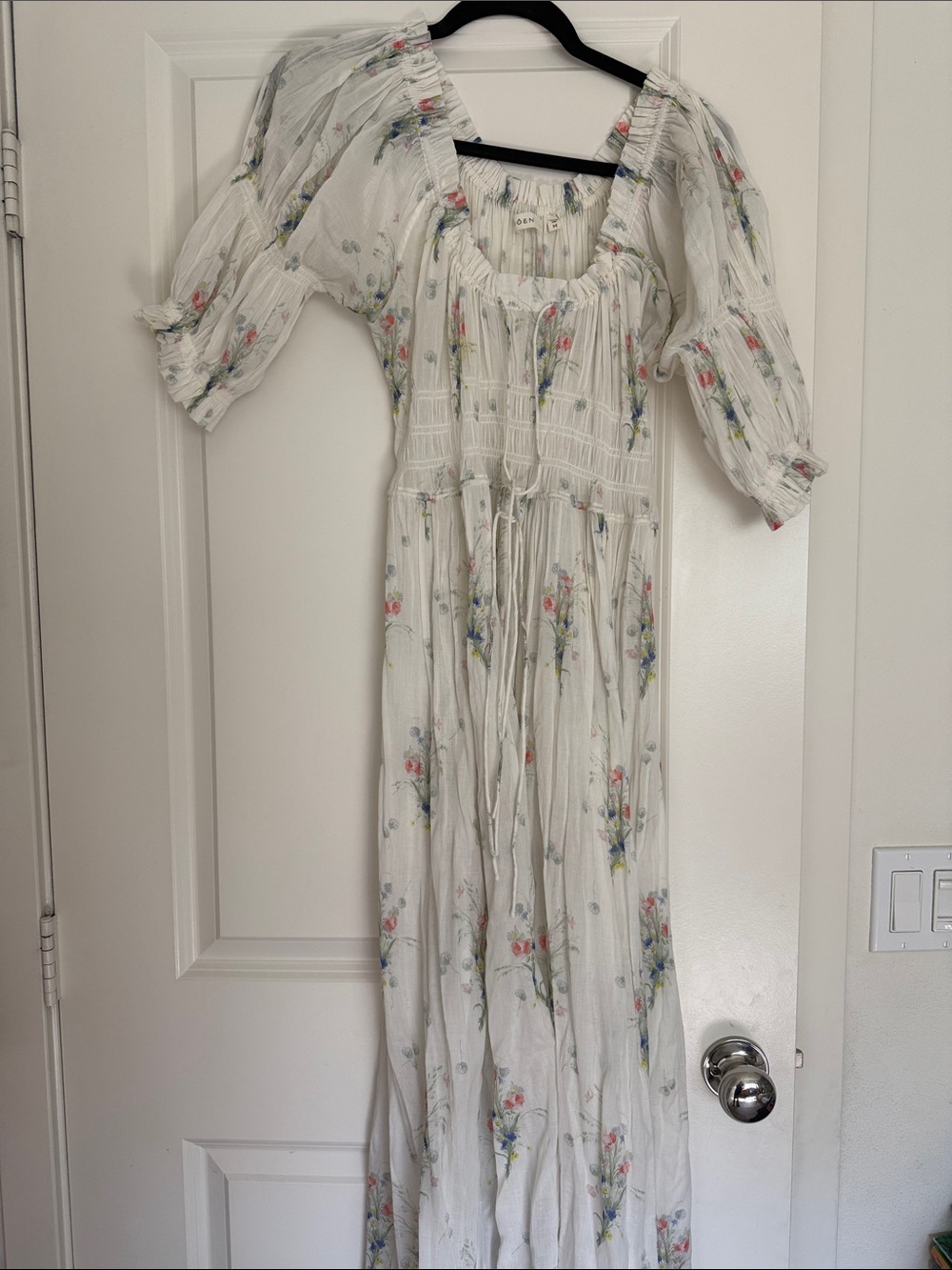 DOEN Ischia White Maxi Dress with Puff Sleeves